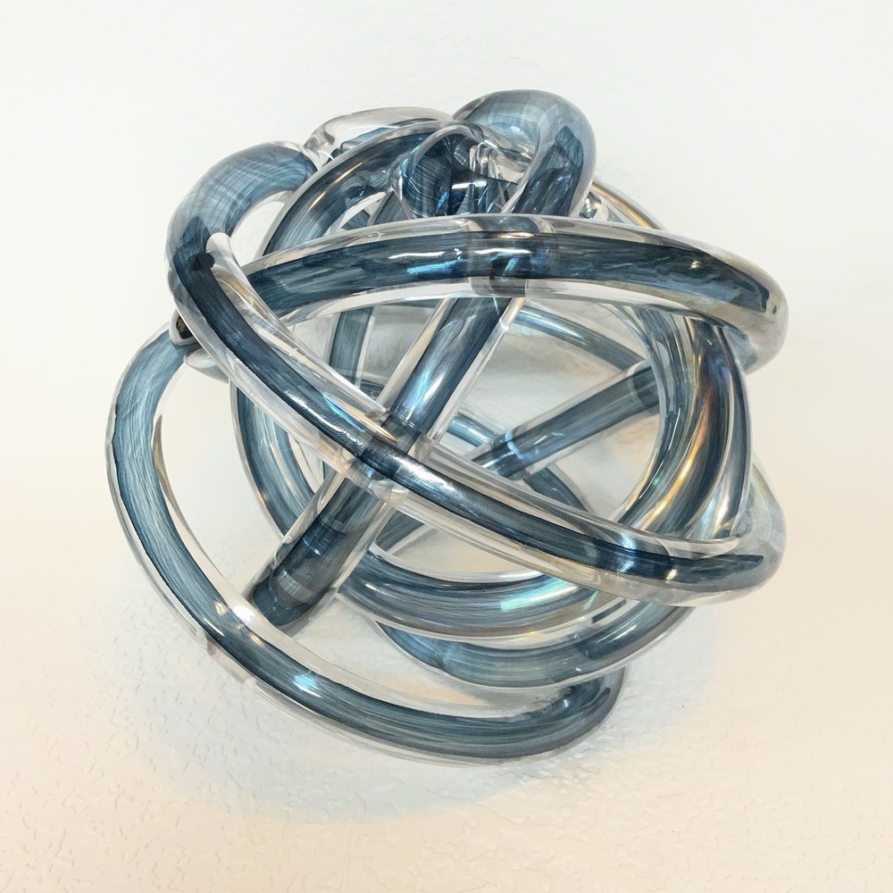 Large Hand-Blown Glass Infinity Knot Dculpture Modern Abstract Decor 7.75"x7.25" - Picture 11 of 15